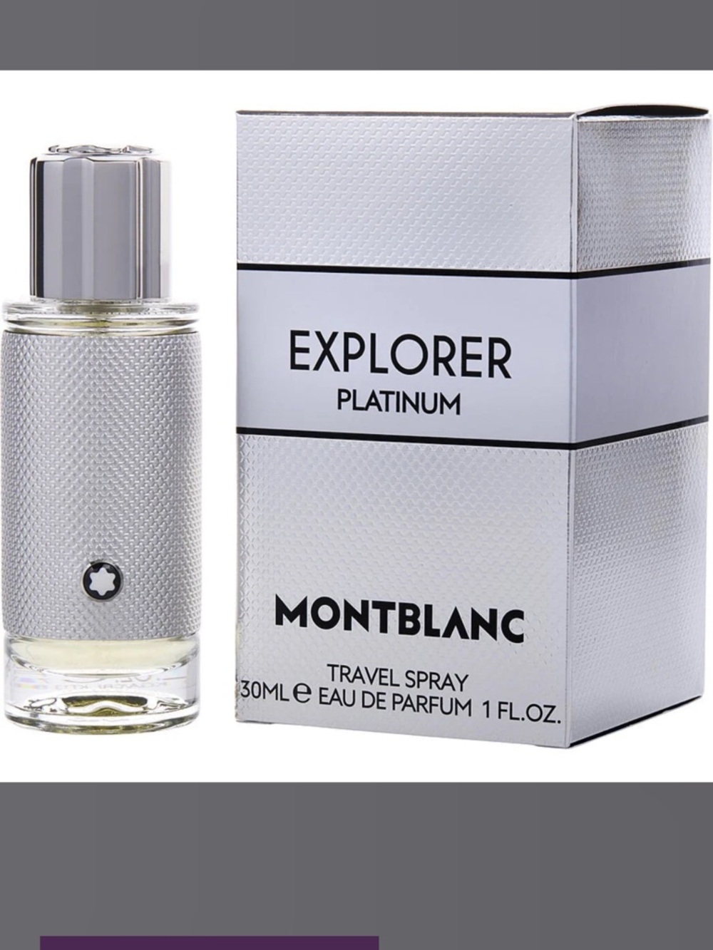 Montblanc Explorer Silver Textured Platinum Travel Spray 1 Oz NEW SEALED!